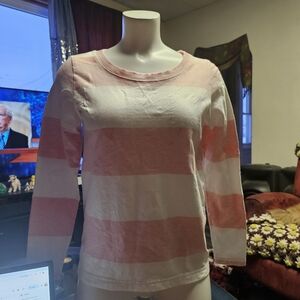 Eddie Bauer Pink and White Striped Long Sleeve Top. NWOT